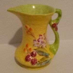 1930s Vintage James Kent Ltd. Hand Bramble Painted Majolica Milk Pitcher